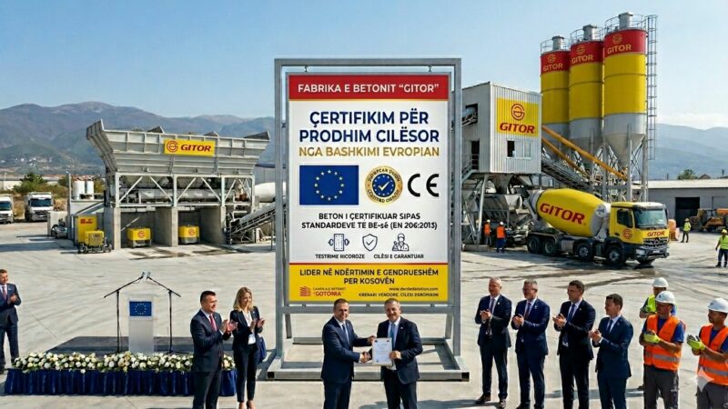 GITOR certifikohet nga BE si fabrika e parë në Kosovë për prodhimin e betonit sipas standardit strikt EUROCERT