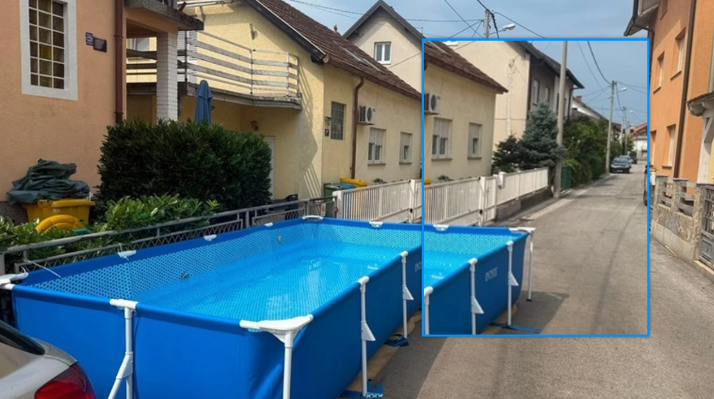 Kërcënohet gjyshja në Zagreb veç pse montoi pishinën për nipërit në mes të rrugës